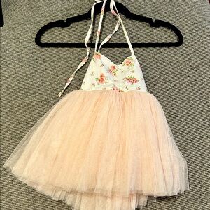 Toddler Beautiful Floral Halter Dress with Tulle Skirt